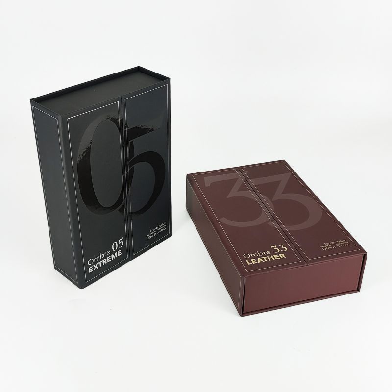 Altın folyo detayları ve EVA köpük ekleme ile el işi sert parfüm ambalajı hp019