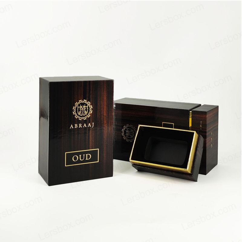 Altın folyo detayları ve EVA köpük ekleme ile el işi sert parfüm ambalajı hp019