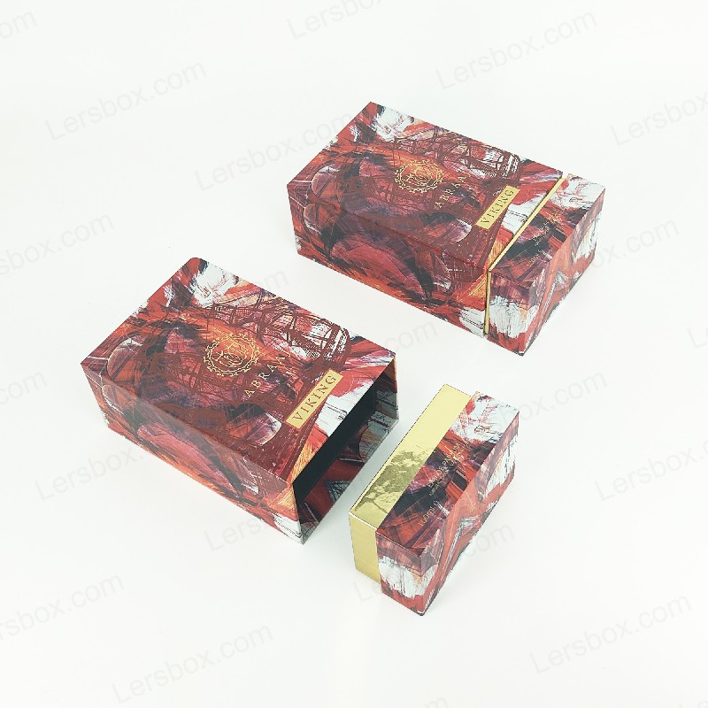 Premium Ambalaj HP023 için EVA köpük astar ve sert taban ile altın folyo parfüm kutusu